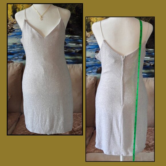 Silver Sparkle Bodycon Mini Dress | Size M - Picture 4 of 5